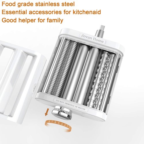 Pasta Maker Attachment for KitchenAid Stand Mixers 3 in 1 Set Includes Pasta Roller Spaghetti Cutter & Fettuccine Cutter, Pasta Attachment for KitchenAid By Jovan Home