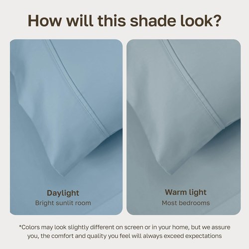 California Design Den Full Size Bed Sheet Set - 100% Cotton, 400 Thread Count, Silky Smooth Sateen, Deep Pockets - Sky Blue