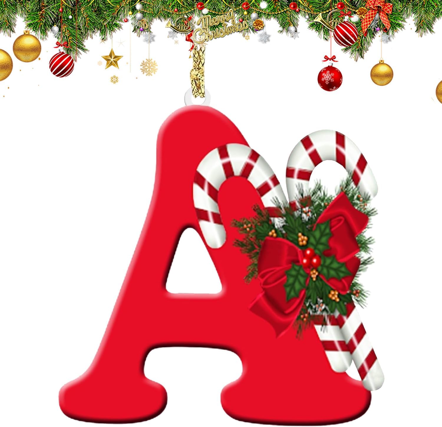 Skiennix 26 Letter Christmas Tree Ornaments - Personalized Hanging Alphabet Pendant for DIY Decor