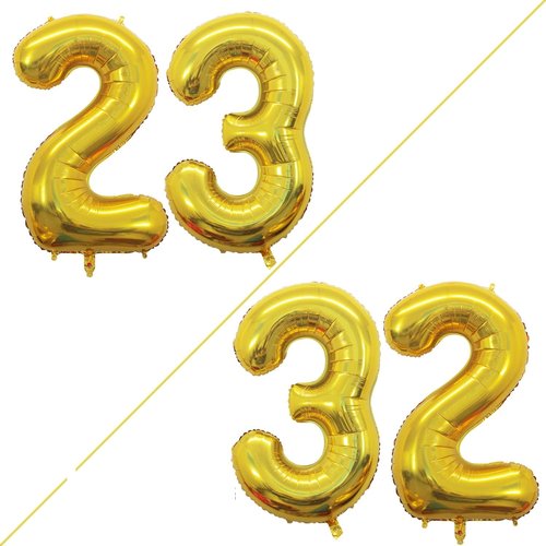 GOER 23rd Birthday Balloons - 42 Inch Jumbo Gold Foil Helium Decorations for Celebrations