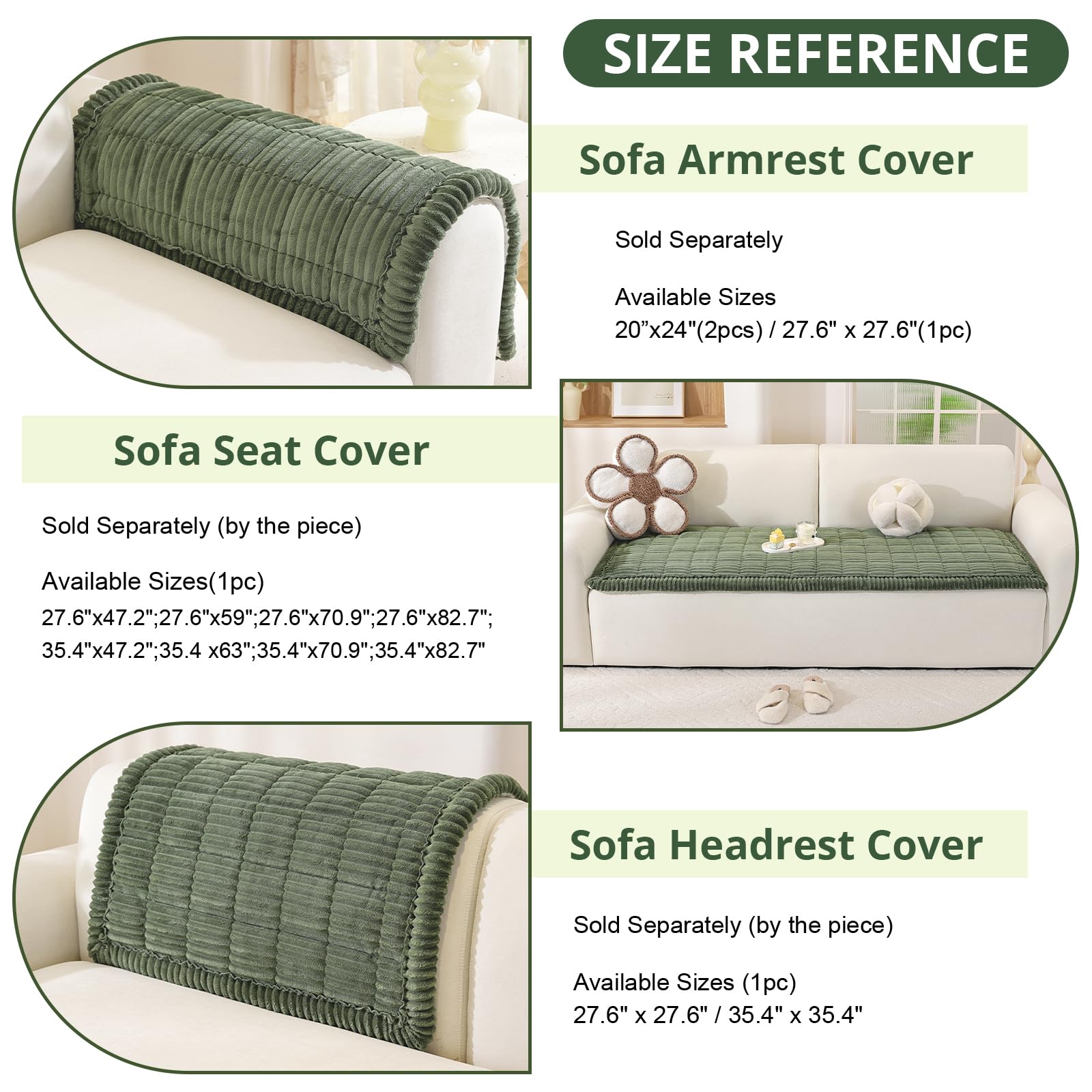 OstepDecor Washable Couch Cover for Dogs, Thick Pet Friendly Sofa Covers, Soft Couch Protector, Paw Cart Sofa Slipcovers, Cushion Protector for Leather, Sectional, Loveseat (27.6" x 59", Green)
