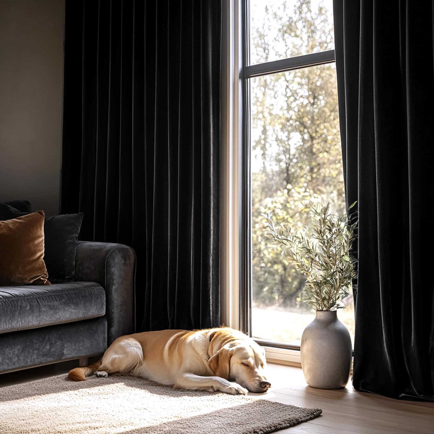 MIULEE Black Velvet Blackout Curtains 84 Inch Long Luxury Super Soft Thermal Insulated Window Curtains Room Darkening Drapes Rod Pocket Design for Bedroom Living Room Set of 2 Panels, W40 x L84 Inch