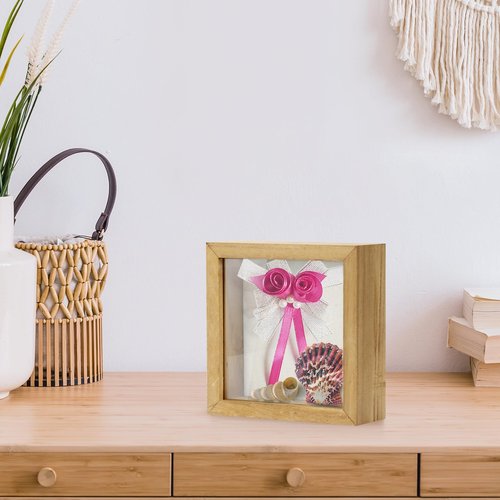 TJ.MOREE Shadow Box Frame 5 x 5 Shadowbox Display Case Picture Frame Memorabilia Wedding Bouquet Flowers Medals Military Photos Memory Box - Wood