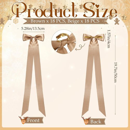 Lyrow Champagne Ivory Satin Ribbon Bows - 36 Pcs for Weddings, Parties & DIY Decor (19.7" x 5.28")