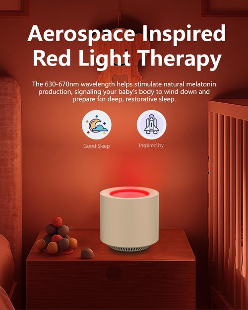 **White Noise Sound Machine - Red Light Therapy with 38 Soothing Sounds & Dimmable Night Light for Sleep**