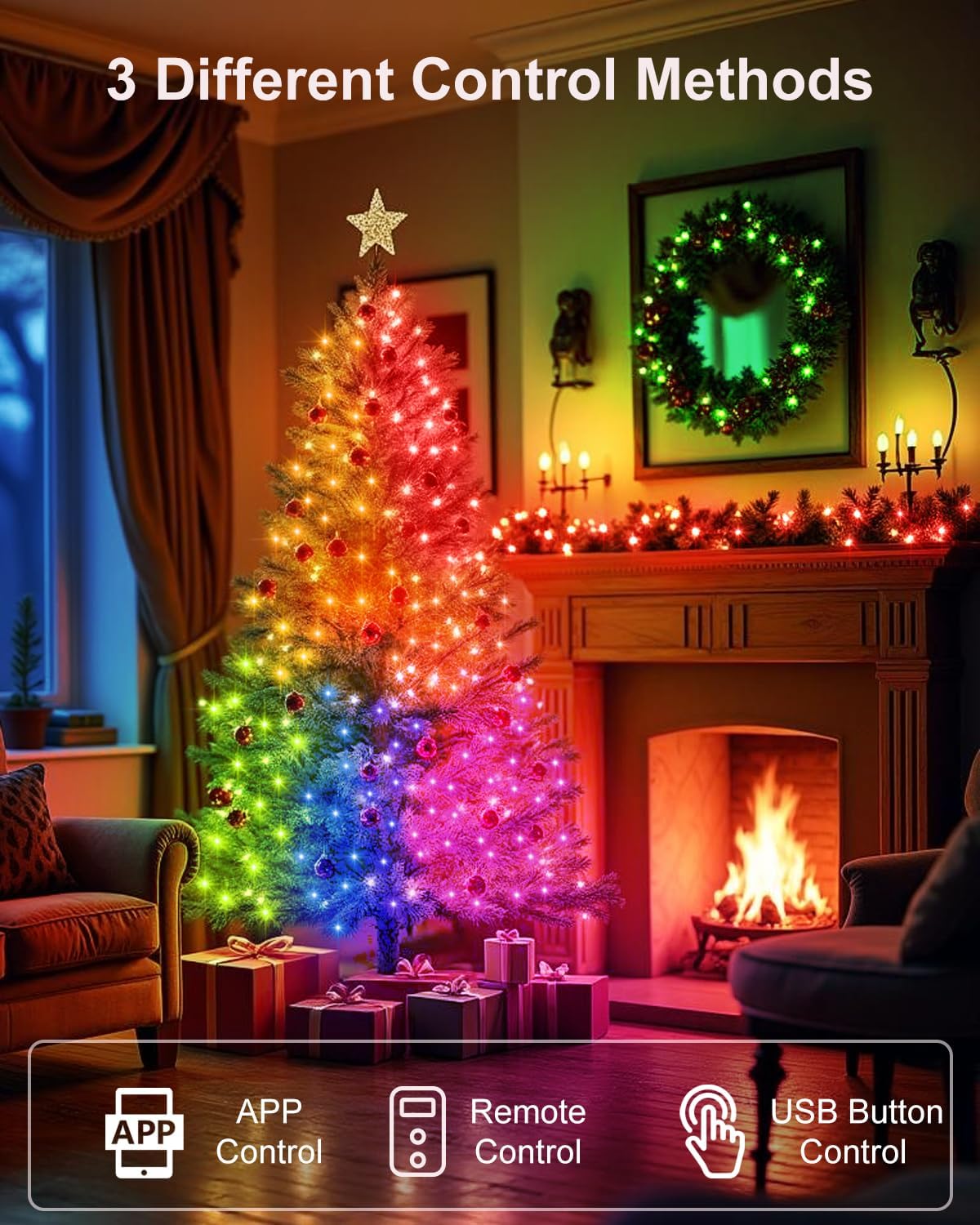Smart Fairy Lights - 33Ft 100 LED Twinkle String Lights with Remote & App Control | Color Changing for Holiday Decor