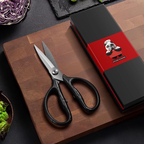 SHAN ZU 8.4" Titanium Heavy Duty Kitchen Scissors - Japanese 5Cr15MoV Stainless Steel Shears, All Purpose Detachable Shears for Meat/Herbs/Poultry, Dishwasher Safe, Gift Box Included (Black)