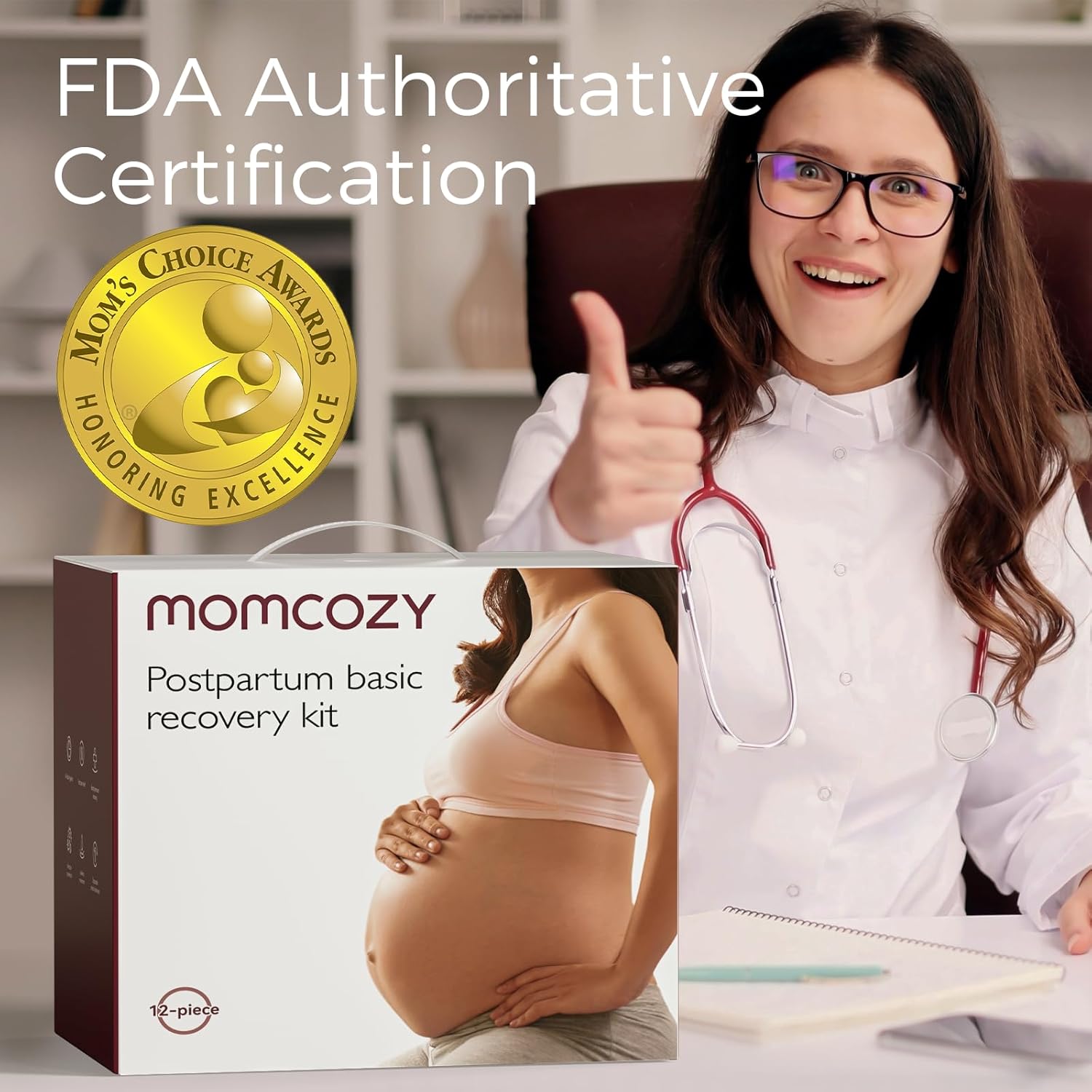Momcozy Postpartum Recovery Kit - Self-Absorbent Disposable Underwear & Nursing Pads | Essentials for New Moms