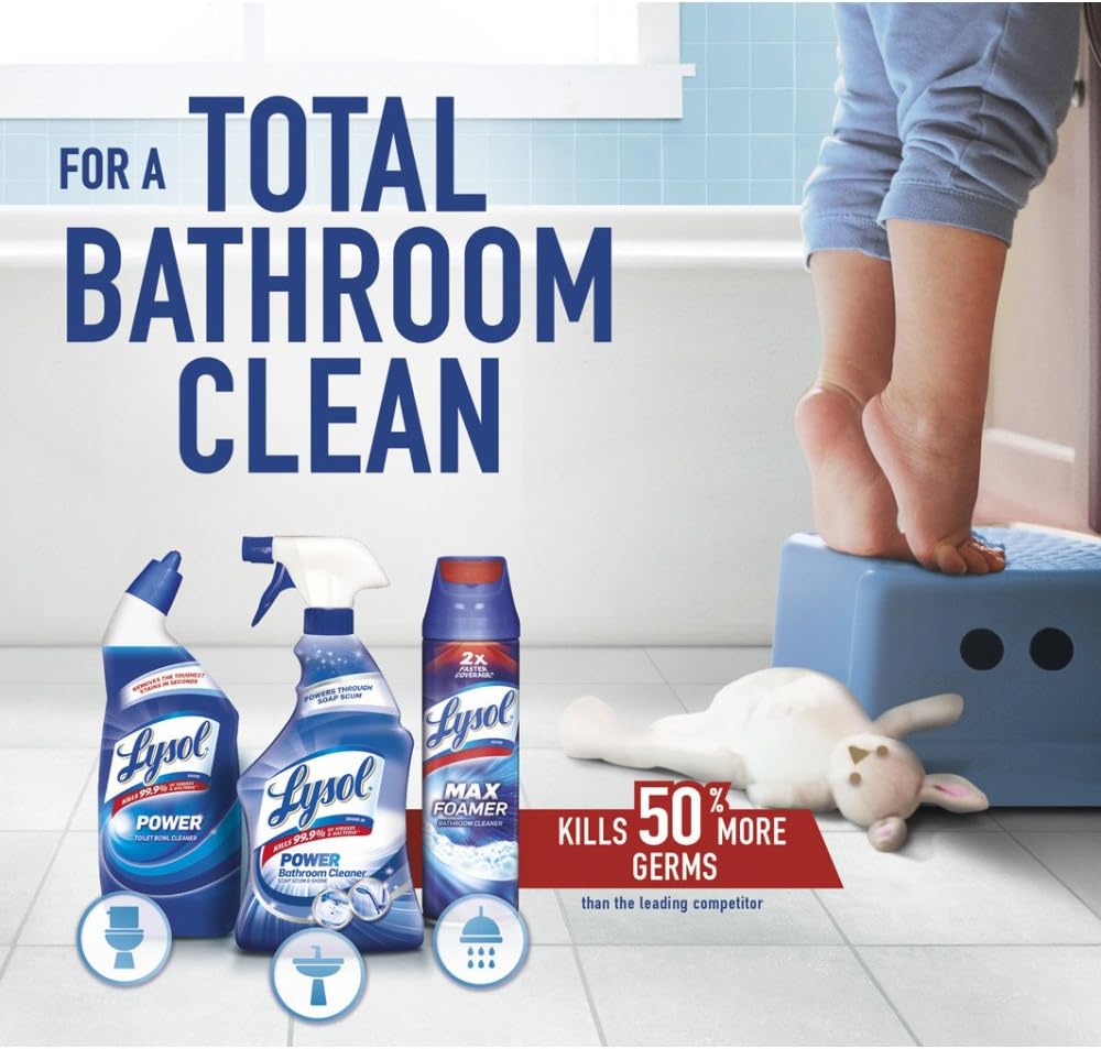 Lysol Toilet Bowl Cleaner Gel - Powerful Stain Removal & Disinfecting - Forest Rain Scent, 24oz
