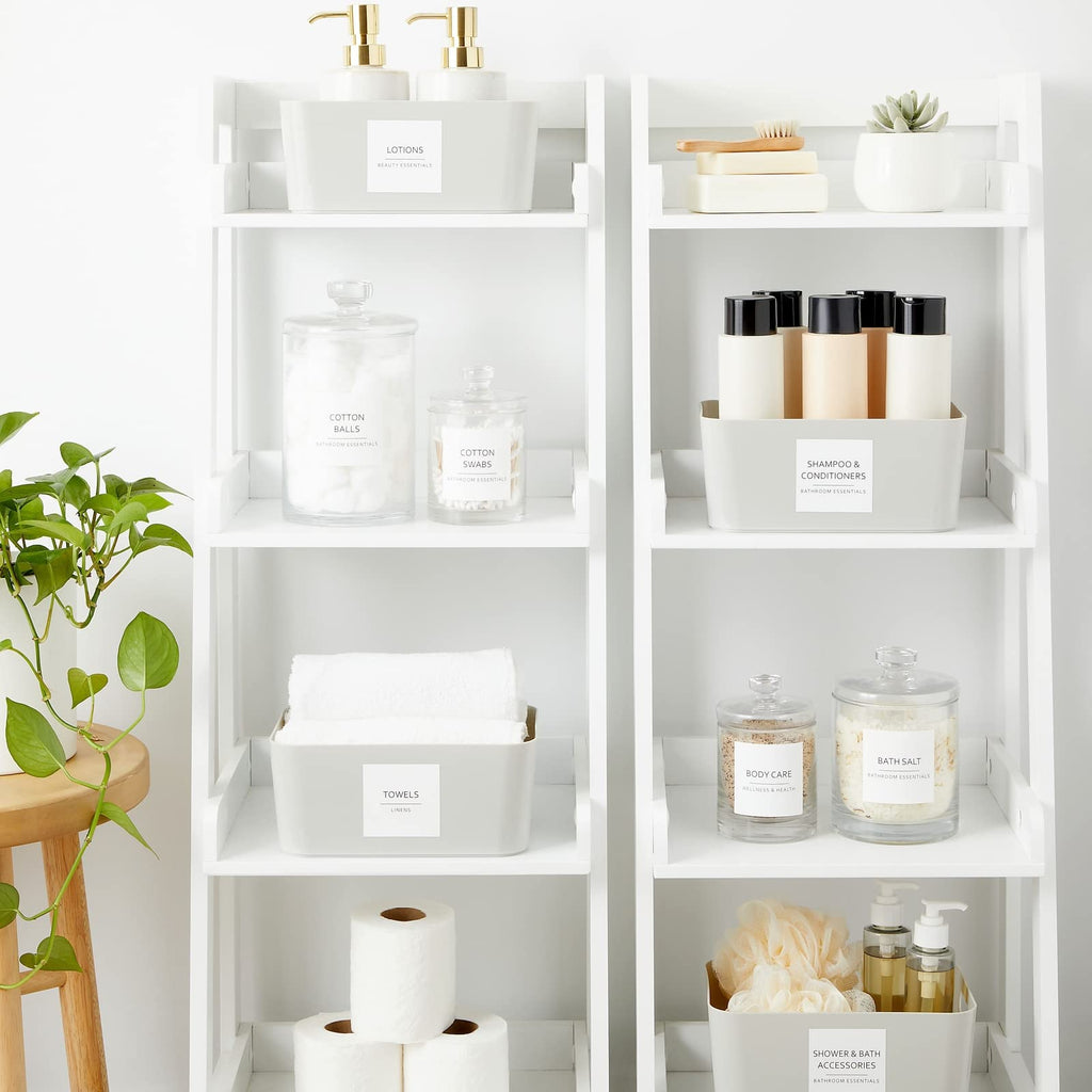 Talented Kitchen Minimalist Bathroom Labels for Organizing - 174 Labels, 2.5" x 2.5" & 2.5" x 0.75", Black on White - Stickers for Jars & Bottles - Water-Resistant for Medicine Cabinet