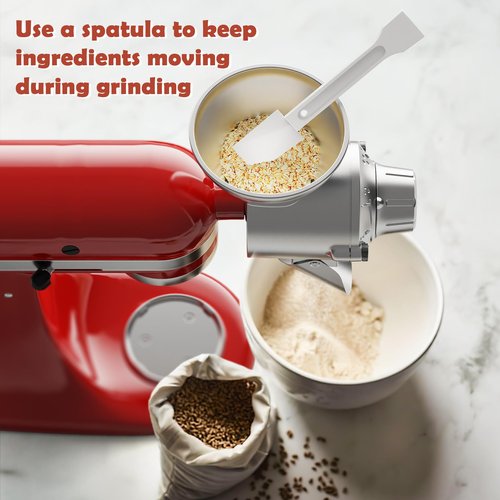 Grain Mill Attachment for Kitchenaid Stand Mixer, 9 Levels Flour Mill, Grain Mill for Flour, Fit for Non-Oily Dry Grain Corn, Coffee Bean Grinder, Oats, Millet, Wheat