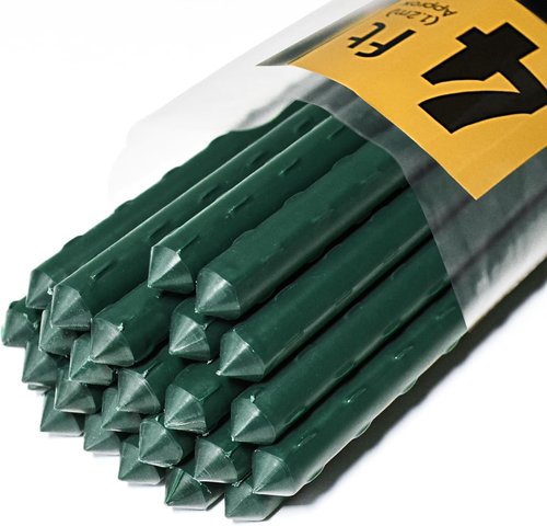 Jollybower 25pcs Steel Plant Stakes - 4 Feet Sturdy Support for Climbing Plants, Tomatoes & Flowers