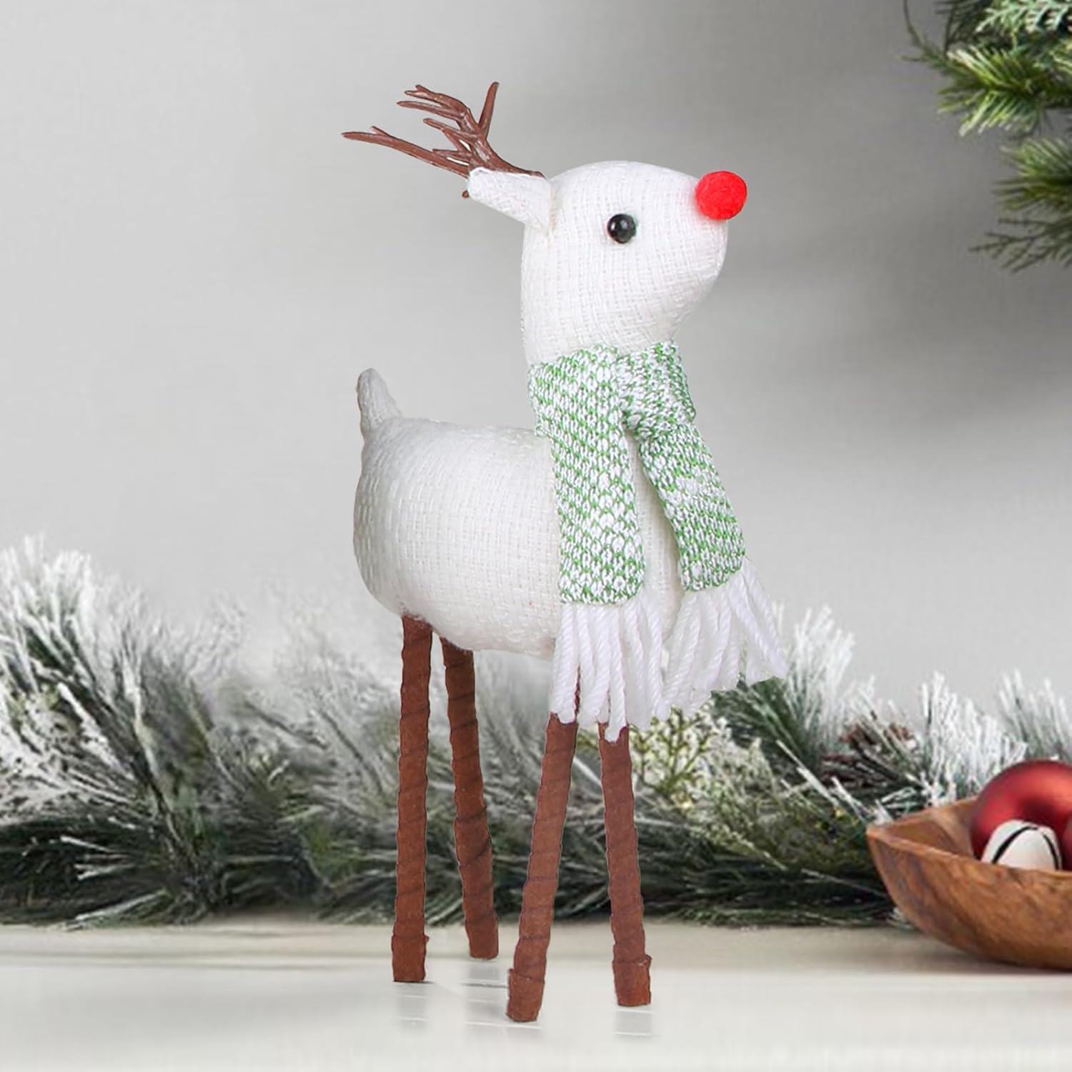 Skiennix Reindeer Christmas Decoration - Handmade Plush Elk Figurines | 4-Piece Indoor Set