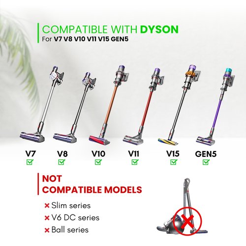 For Dyson V7 V8 V10 V11 V15 Vacuum Accessories & Attachment -Traceless Dust Brush & Dryer Vent Cleaner Kit - Refrigerator Condenser Coil Brush- Flexible Crevice Tool for Small Crevice & Car Detailing