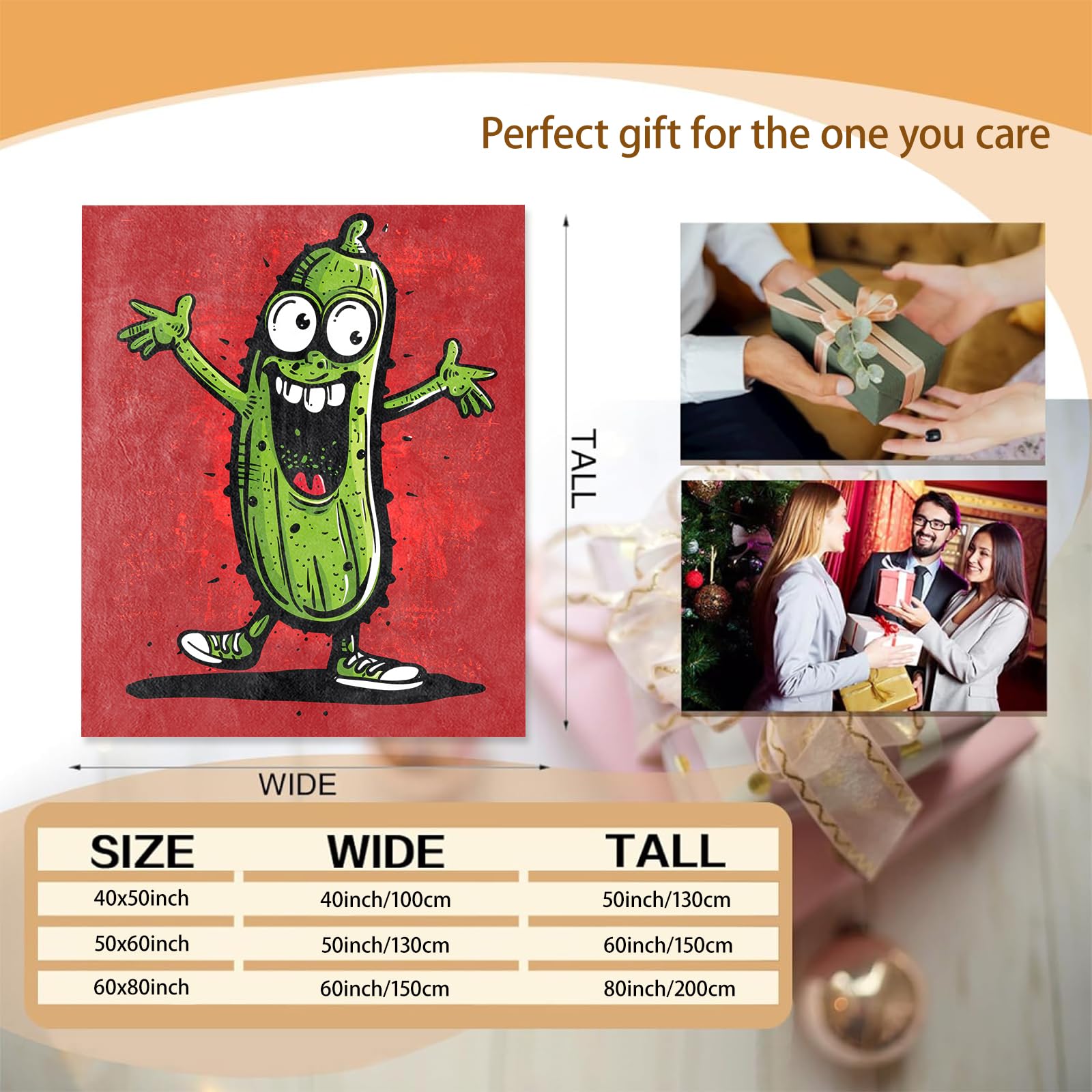 Mounidso Pickle Blanket Flannel Throw Blankets, Funny Vegetable Lightweight Warm Soft Cozy for Cartoon Food Kids Girls Boys, Gifts for Couch Chair Living Room Bedroom Home Decor, 50x60inch