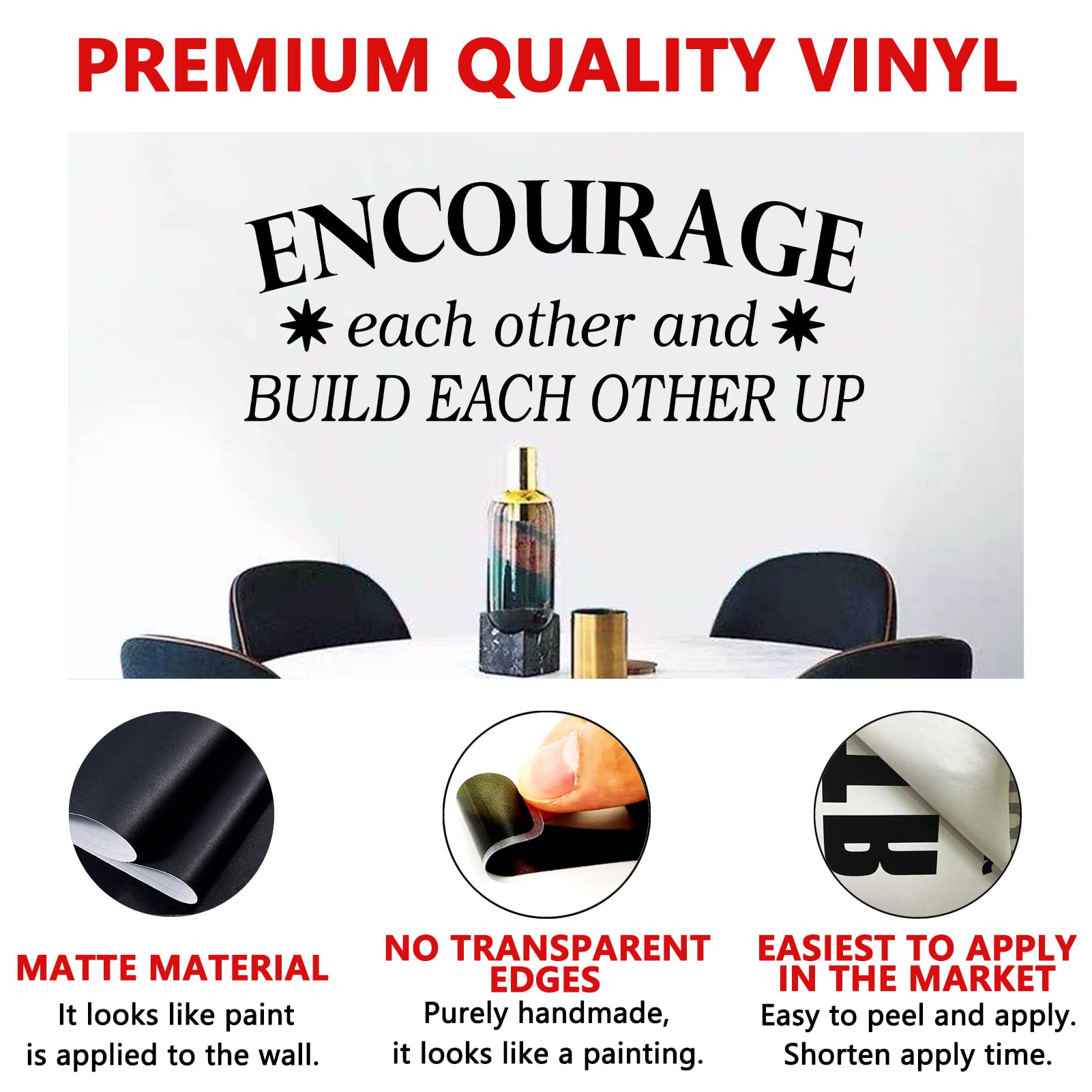 AnFigure Teamwork Wall Art, Motivational Wall Decals, Quotes Childrens Teenager Girl Boy Kids Nursery Playroom Poster Art Home Decor Vinyl Stickers Encourage Each Other & Build Each Other Up 32"x12.5"