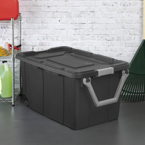 Heavy-Duty Wheeled Storage Bins by [Brand Name] - 40 Gallon Industrial Totes with Secure Latch Lids for Garage & Camping Organization (Gray) | 2 Pack