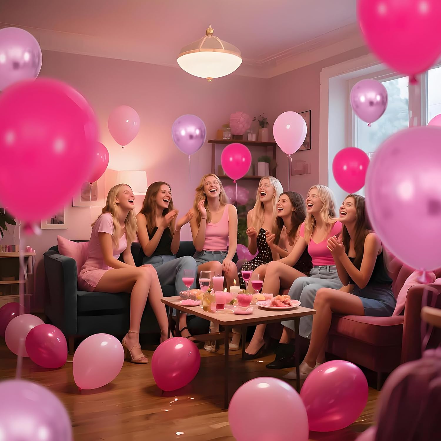 Skiennix 12-Inch Pink Balloons - Hot Pink & Metallic for Birthday, Wedding, Baby Shower Decor