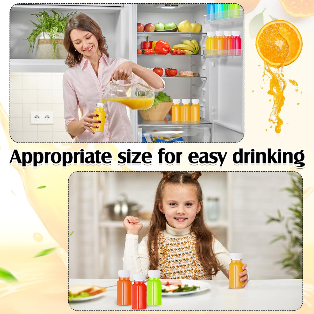 Sliner 250 Pcs 2oz Small Plastic Juice Bottles Ginger Juice Bottle with Lids Liquid Vial Reusable Clear Beverage Container with Lid, Freezer Safe, Leak Proof for Milk, Water
