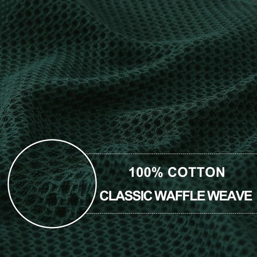 Homaxy 100% Cotton Waffle Weave Kitchen Dish Towels - Ultra Soft & Absorbent, 13 x 28 Inches, 8-Pack | Blackish Green