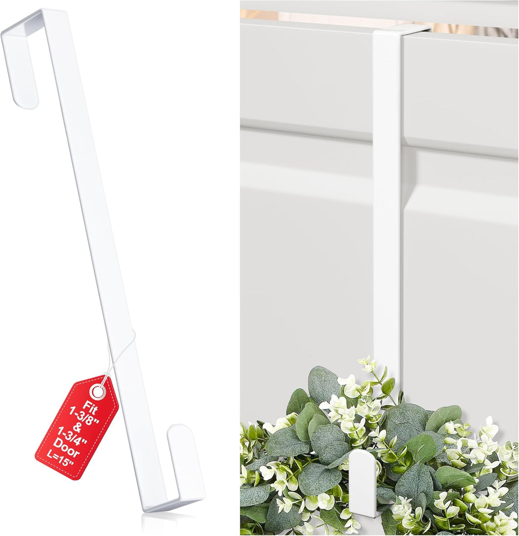 Reversible Wreath Hanger by [Brand Name] - Heavy Duty Steel Over The Door Hook | Fits Most Doors Up to 1-3/4”