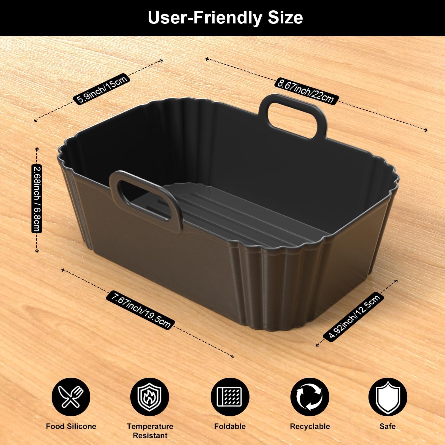 Skiennix Silicone Air Fryer Liners - Reusable for Ninja Foodi & COSORI 9QT | Fits 8-10QT Dual Basket