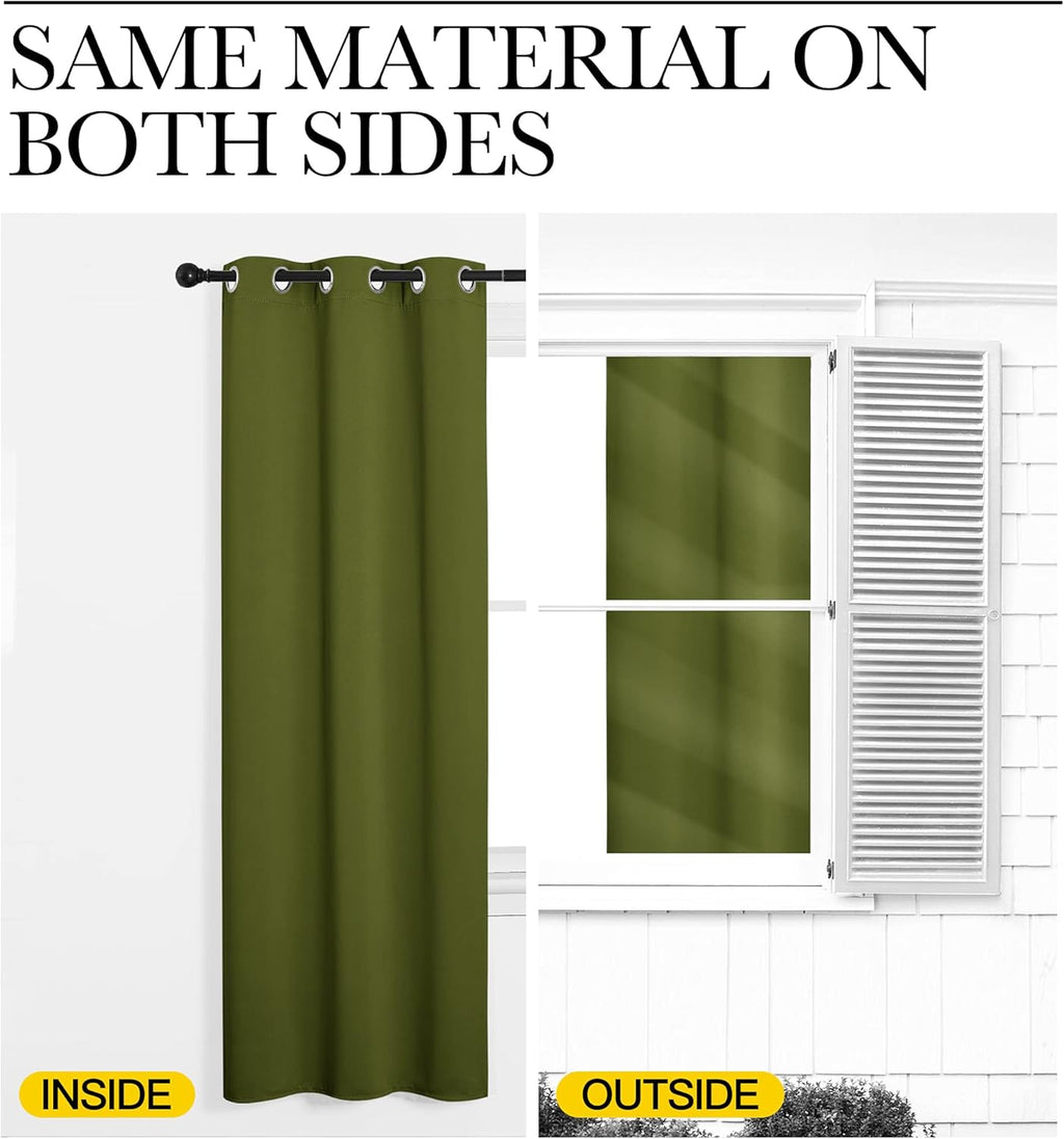 NICETOWN Olive Green Blackout Curtains - Thermal Insulated Drapes | 78" Length, 55" Wide, 2 Panels