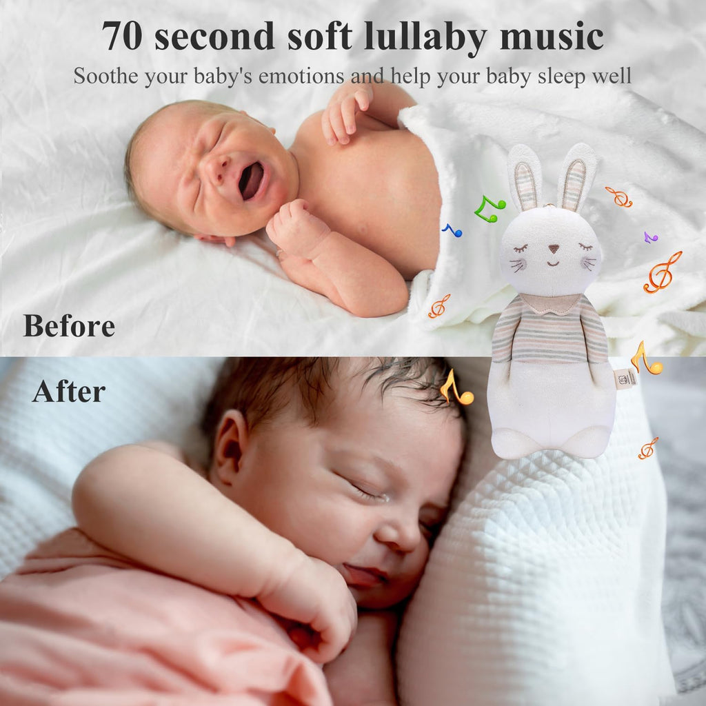 Mrs. Bunny Soft Cotton Stuffed Bunny Toy - Lullaby Music for Newborns & Infants 0-6 Months | Perfect Easter Gift