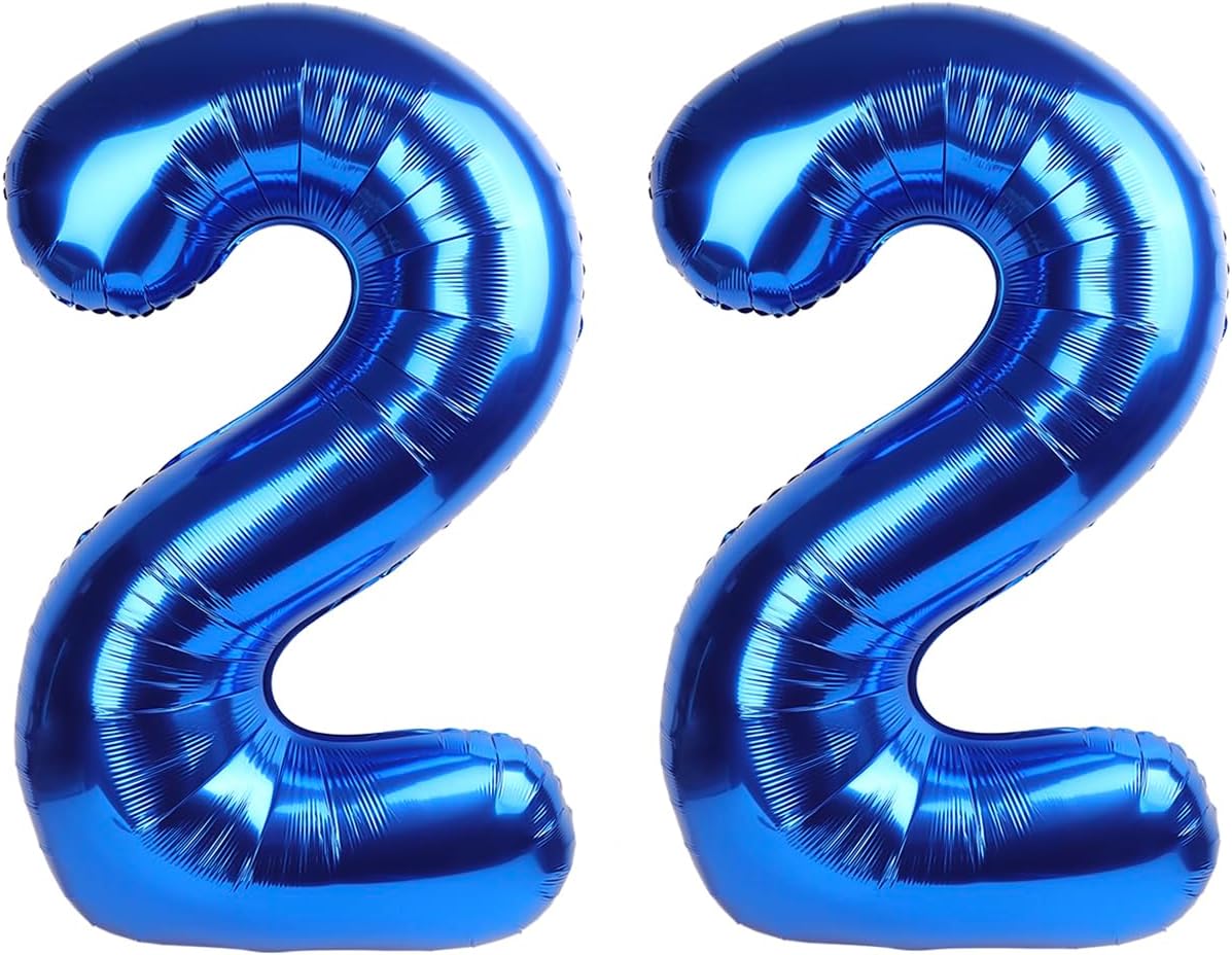 Number 22 Balloon - Navy Blue 40 Inch Birthday Decoration for 22nd Celebration | Party Supplies