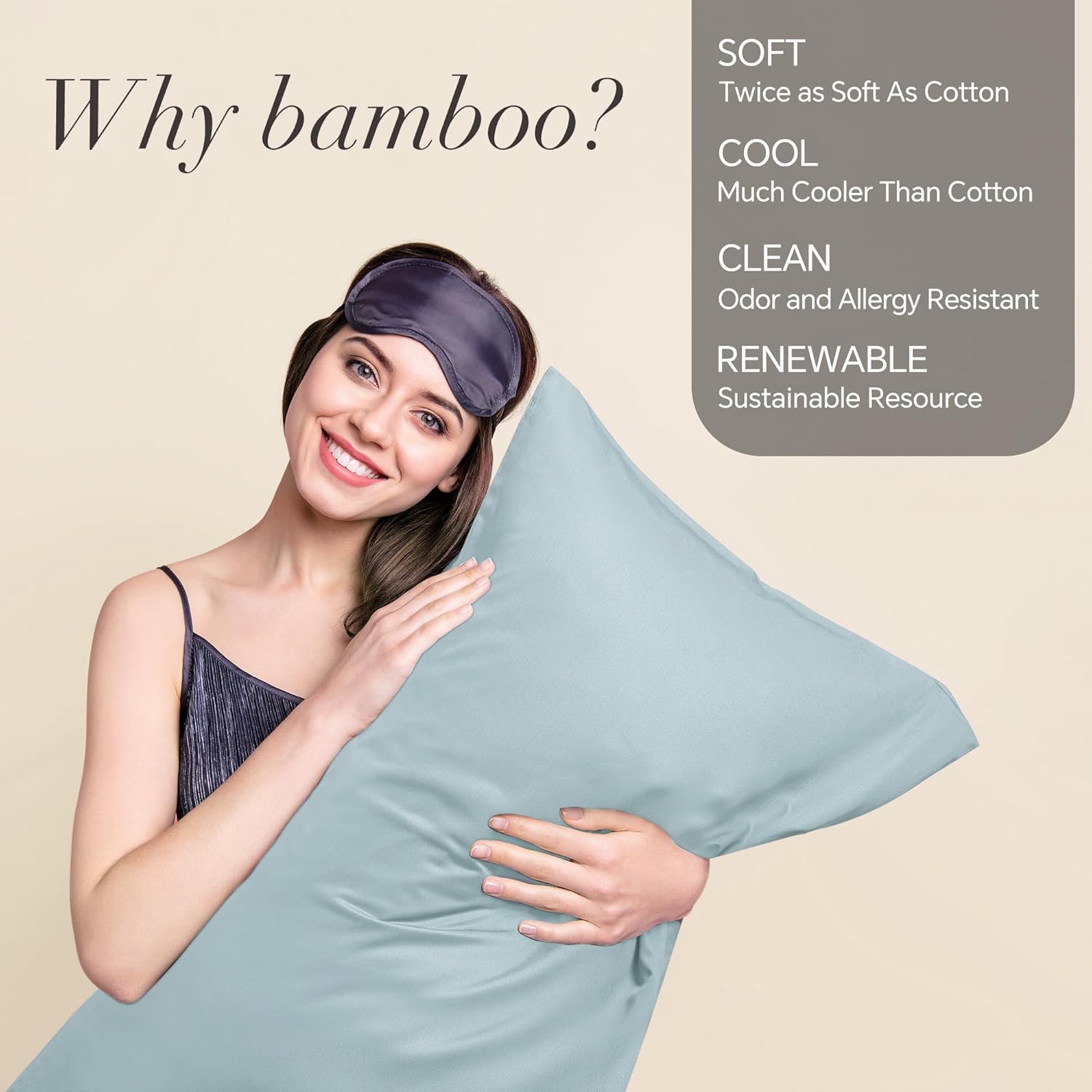 BEDELITE Cooling Pillow Cases - Silky Soft Bamboo Rayon Set of 2 | Standard Size 20"x26" - Haze Blue