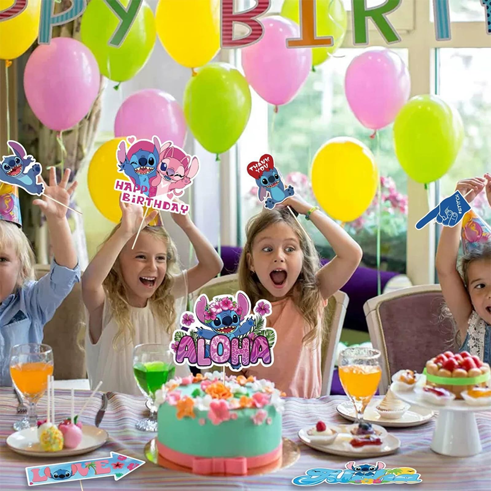 22 Pcs Party Decorations, Cute Photo Booth Props, Cartoon Party Supplies for Girls and Boys, Birthday Party Celebration Decoration Photography Props