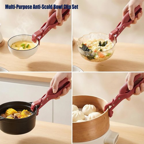 2PCS 2026 New Upgrade Multi-Purpose Anti-Scald Bowl Clip Set – Silicone Non-Slip Heat Insulation Gripper, Hot Bowl/Dish/Plate/Pan Tongs for Microwave Oven, Kitchen Utensil