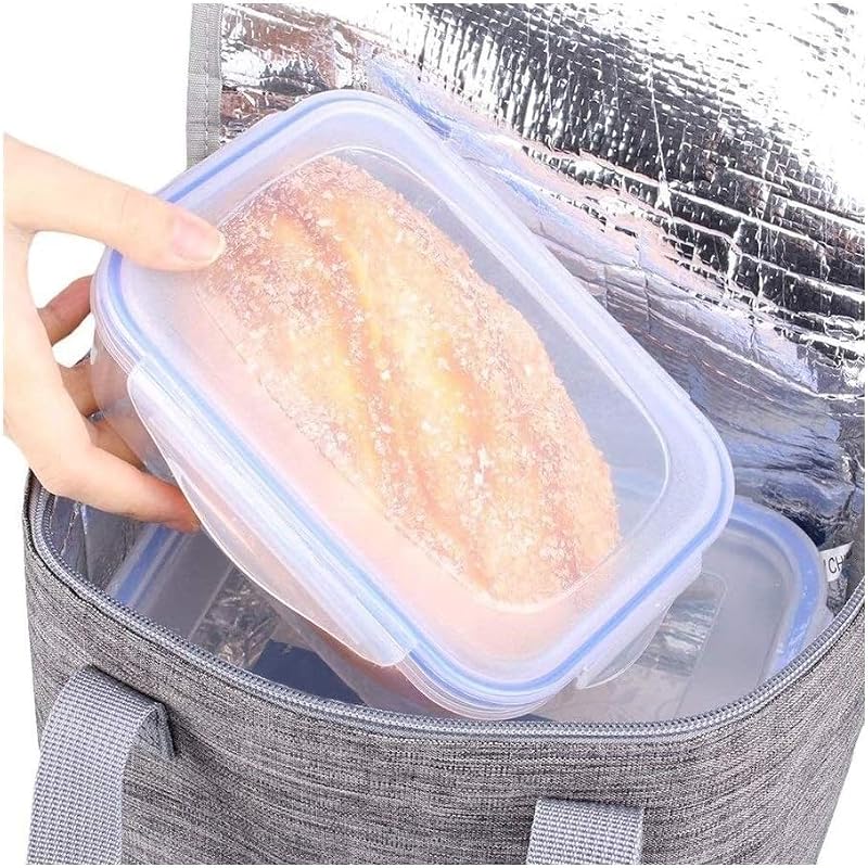 YUMINGUHC Carbon Grey Insulated Lunch Bag, Small Collapsible Cooler Tote for Men & Women