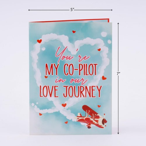 POPWOW Love Biplane Pop Up Card, Happy Valentine's Day, Cloud, Heart, 3D Popup Greeting Cards, Ideal Gifts for Wife, Husband, Lovers, Kids, Girlfriend, 5x7 - Includes Envelope And Message Note