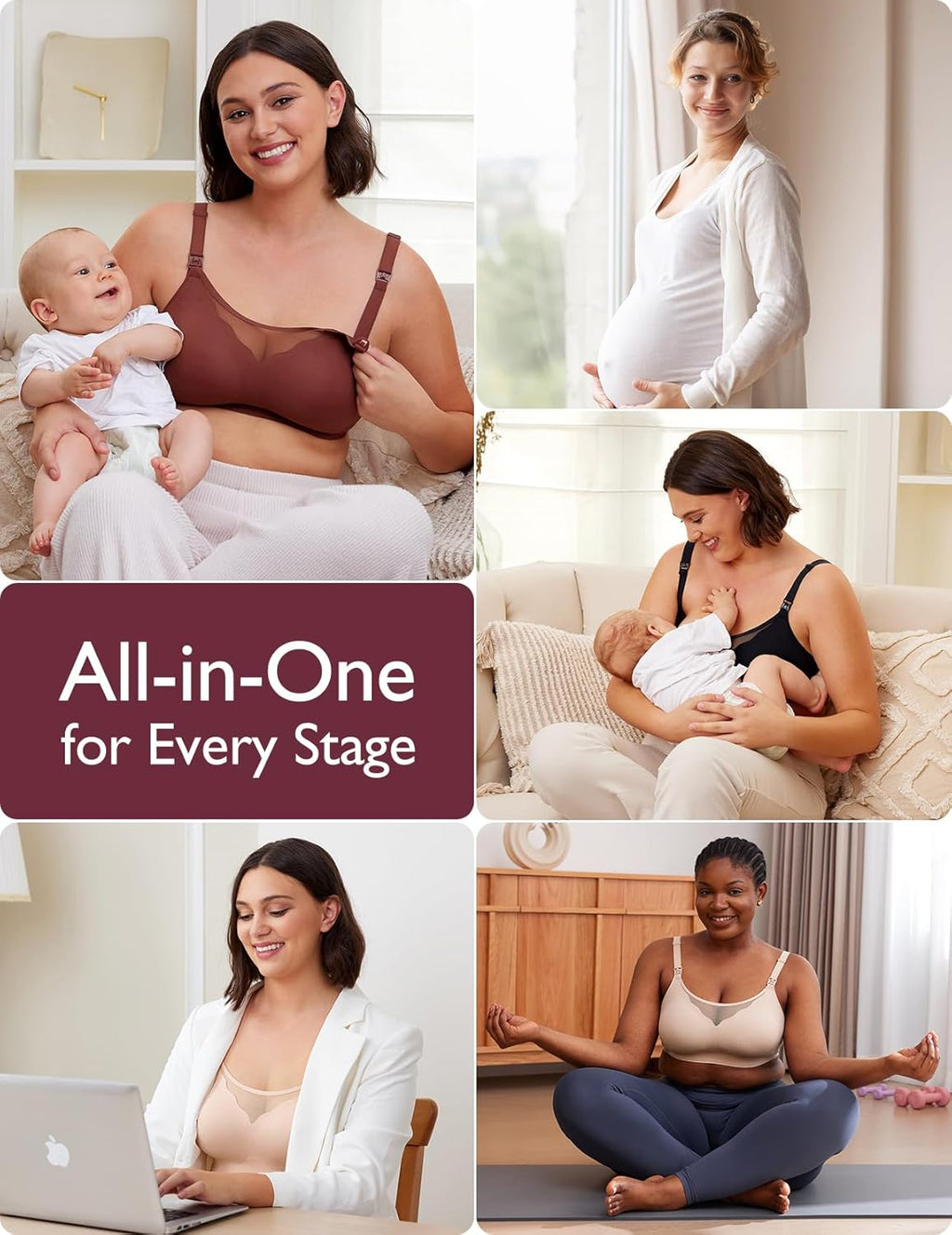 Momcozy Nursing Bra - Breathable Mesh Comfort for Maternity | Medium Size U-Shaped Full Body Pillow