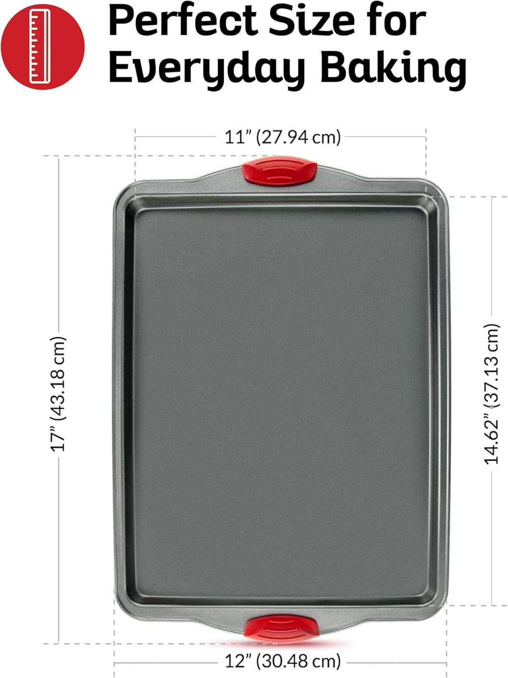 Premium Nonstick Baking Sheet Pans - Set of 3 Heavy-Gauge Carbon Steel | Warp, Dent & Rust-Resistant