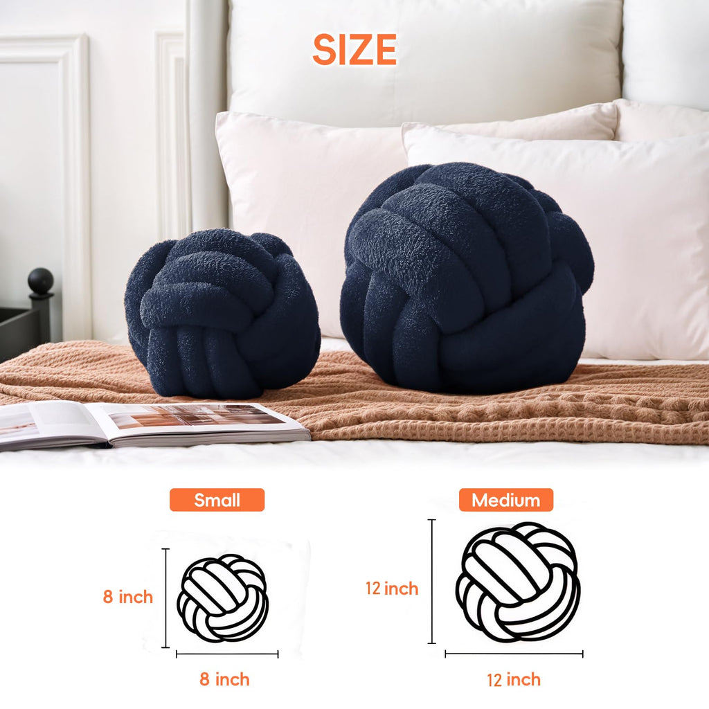 Onechionede Knot Pillow - Throw Pillows Room Décor Couch Pillow for Living Room Relieve Stress, Decorative Pillows Round Knot Cushion Pet Toy, Navy 8 Inch