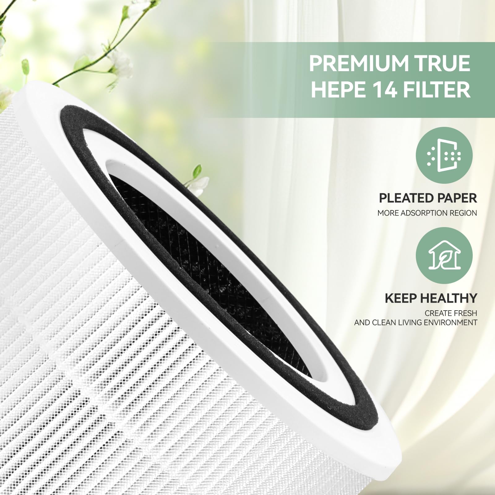 240 Replacement Filter Compatible with 240 Air Cleaner Purifier, 3-in-1 HEPA 14 Filter Replacement, 4 Pack