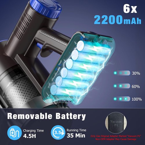 Airdiyaa Cordless Vacuum Cleaner - 40Kpa Powerful Stick Vacuum for Home | 8-in-1 Lightweight Design, 1.5L Dust Cup & Anti-Tangle Feature