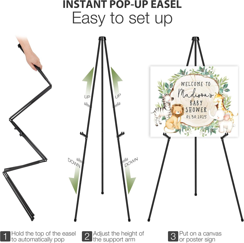 Regine Switzerland 63" Adjustable Metal Easel Stand - Perfect for Wedding Signs & Art Displays