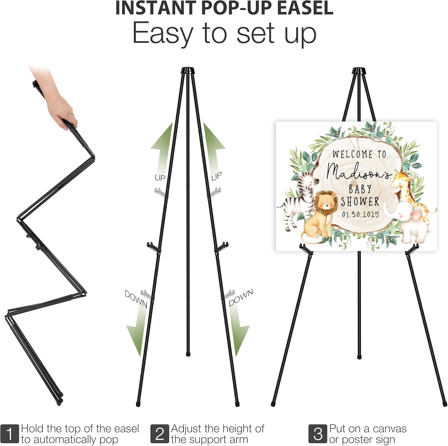 Regine Switzerland 63" Adjustable Metal Easel Stand - Perfect for Wedding Signs & Art Displays