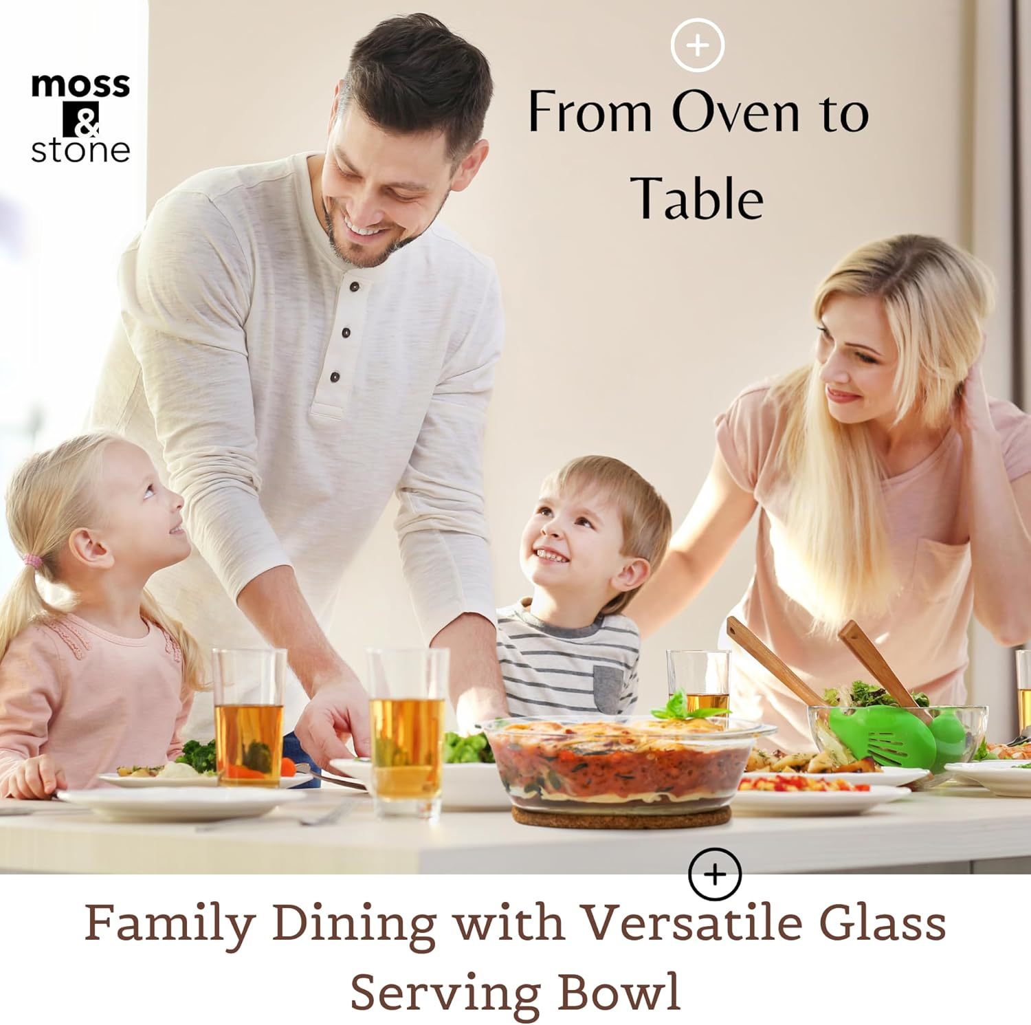 Moss & Stone 6-Piece Clear Glass Casserole Dishes Set - Durable Tempered Bakeware with Lids | Microwave Safe, 3 Round Sizes