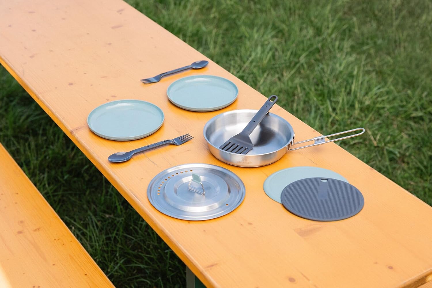 Stanley Wildfare Core 12-Piece Stainless Steel Cook Set - 1 Qt Fry Pan with Fold & Lock Handle | Camping Essentials