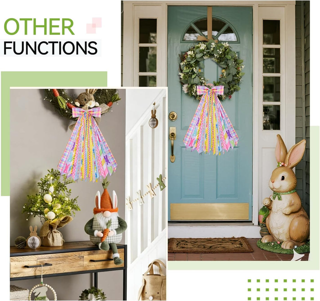 Pastel Easter Wreath Sash by [Brand Name] - Decorative Ribbon Bundle for Spring Door Decor | 1 Pack