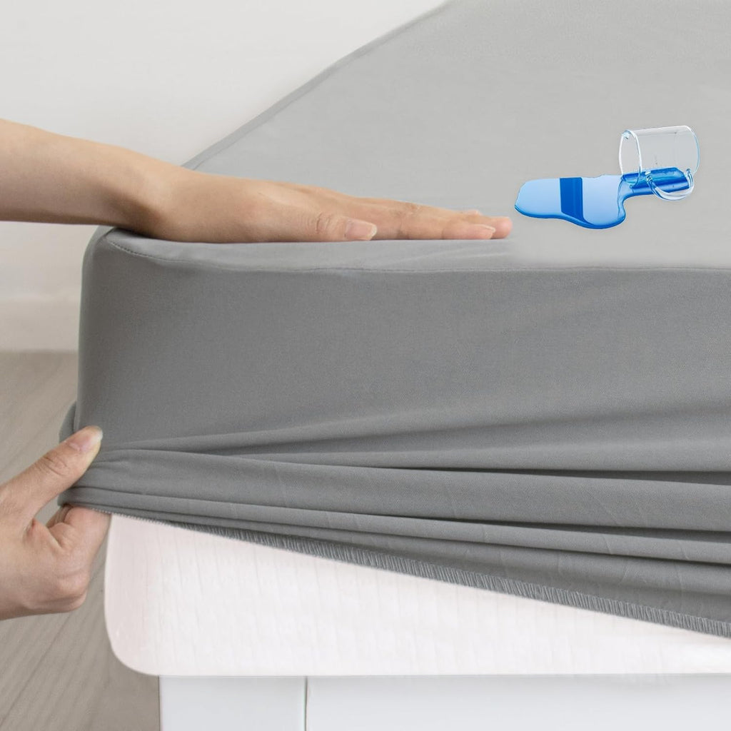 Skiennix Twin Mattress Protector - Waterproof & Breathable Pad Cover for Kids' Beds | Gray, Deep Pocket Up to 14 Inches