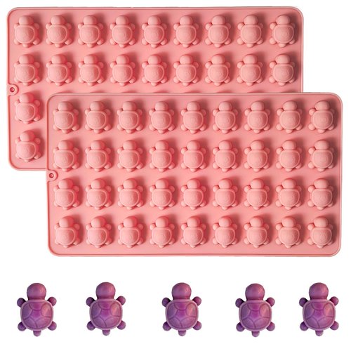 2 Pack Gummy Candy Molds - 72-Cavity Sea Mini Turtle Chocolate Candy Molds Tortoise Ice Cube Sea Animal Gummy Jello Wax Resin Mold for DIY Baking Desserts Cake Decoration