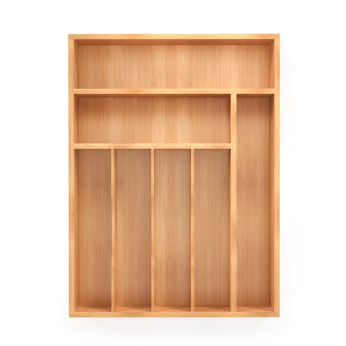 BEKVEM Bamboo Silverware Organizer, Kitchen Drawer Organizer, Utensil Holder, Cutlery Tray & Spoon Flatware Storage with Grooved Drawer Dividers (7 Slots, Natural)