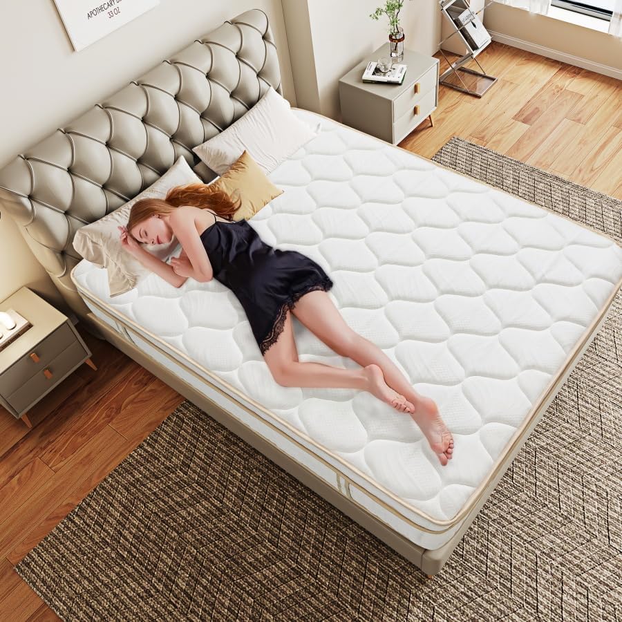 Skiennix Hybrid Mattress - Medium Firm Memory Foam & Pocket Springs - Twin Size, 10 Inch, Euro Top, Motion Isolation
