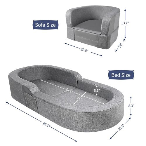 RONBEI Toddler Travel Bed, 2-in-1 Kids Travel Beds Sofa Chair, Foldable Portable Toddler Bed