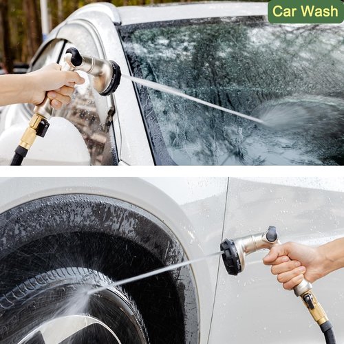 FANHAO Heavy Duty Metal Garden Hose Nozzle - 8 Spray Patterns for High Pressure Watering | Ideal for Lawns & Pets